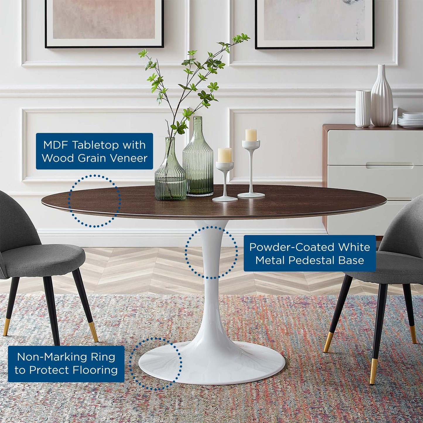 Modway Lippa 60" Oval Dining Table - EEI-5194 | Dining Tables | Modishstore - 6