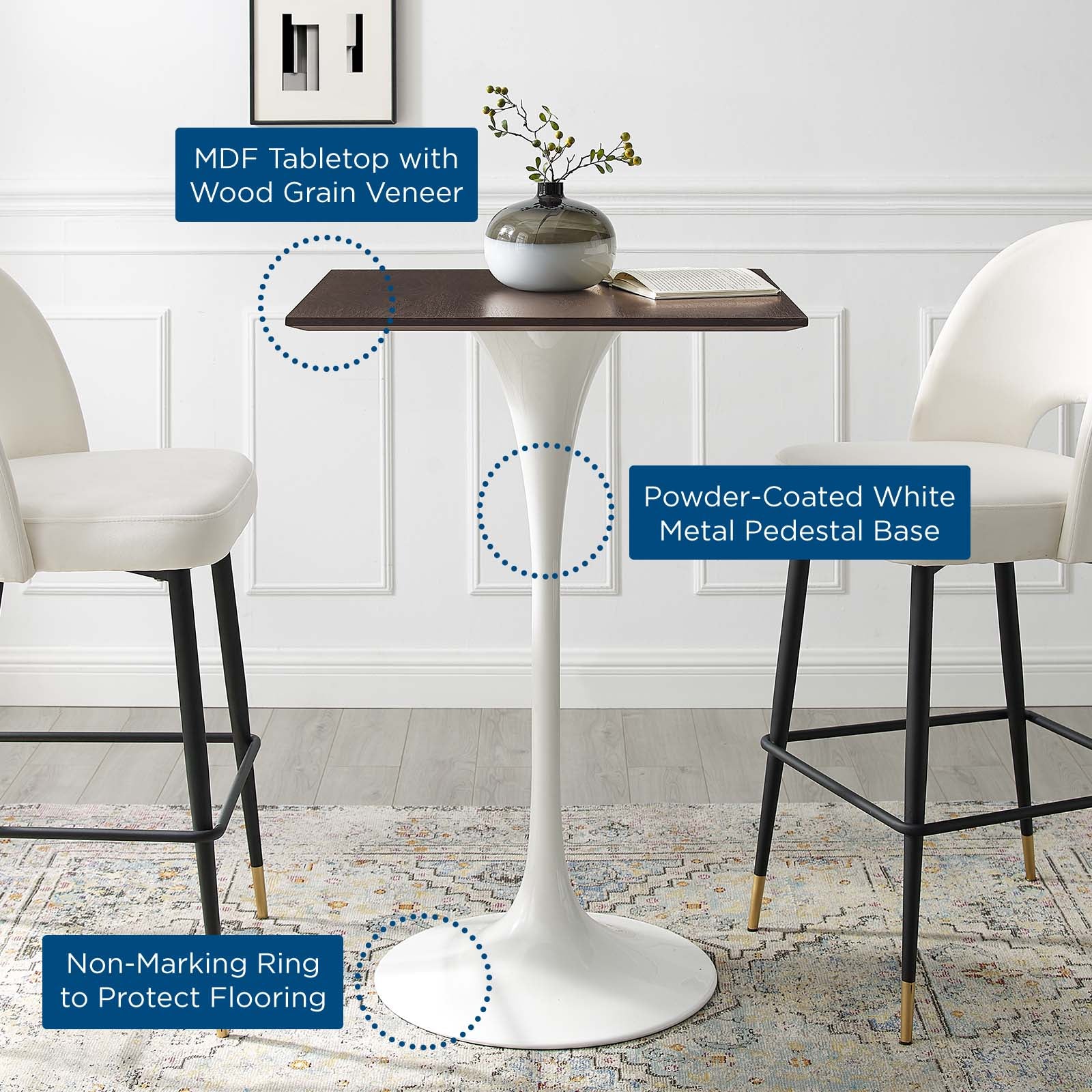 Modway Lippa 28" Square Bar Table - EEI-5201 | Bar Tables | Modishstore - 5