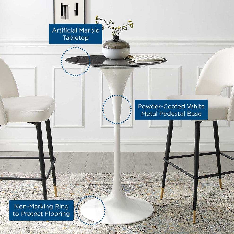 Modway Lippa 28" Artificial Marble Bar Table - EEI-5203 | Bar Tables | Modishstore - 5