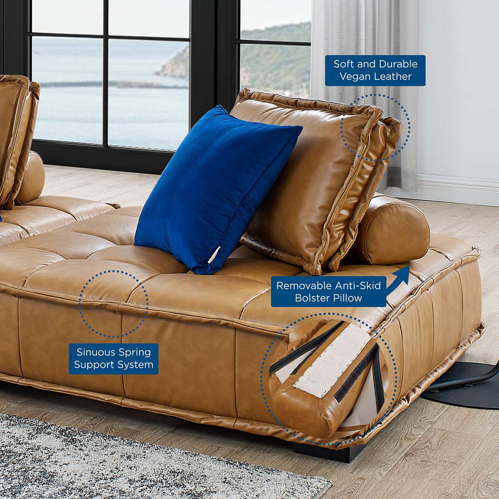 Modway Saunter Tufted Vegan Leather Vegan Leather 2-Piece Loveseat - EEI-5205 | Loveseats | Modishstore - 5