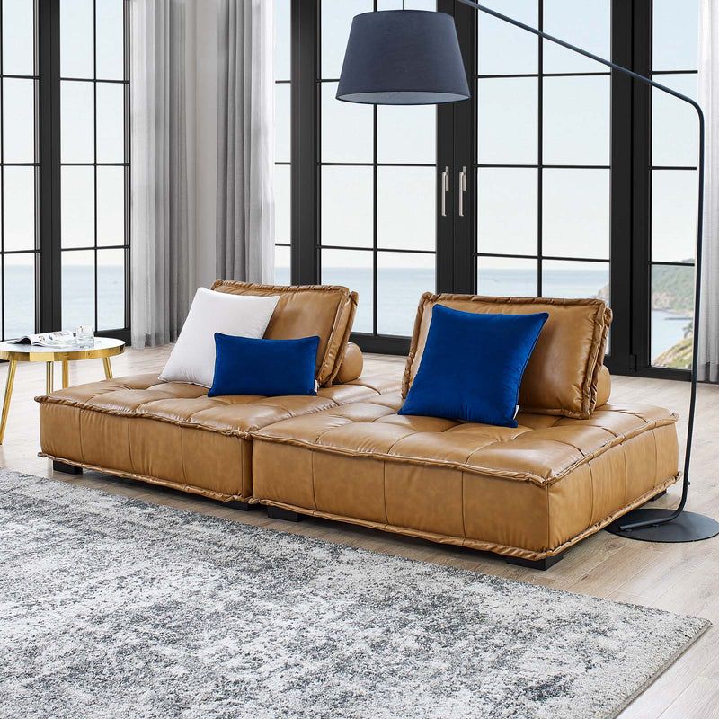 Modway Saunter Tufted Vegan Leather Vegan Leather 2-Piece Loveseat - EEI-5205 | Loveseats | Modishstore - 1