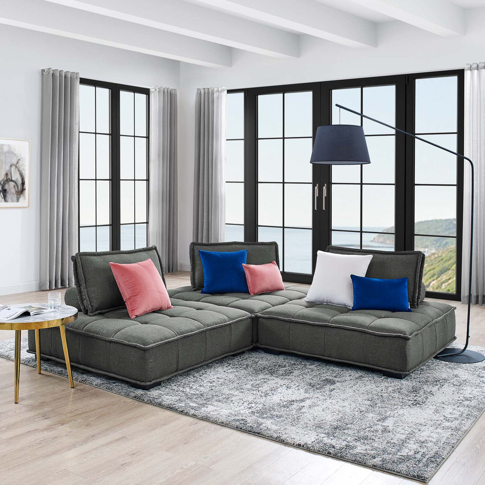 Modway Saunter Tufted Fabric Fabric 3-Piece Sofa - EEI-5206 | Sofas | Modishstore - 17