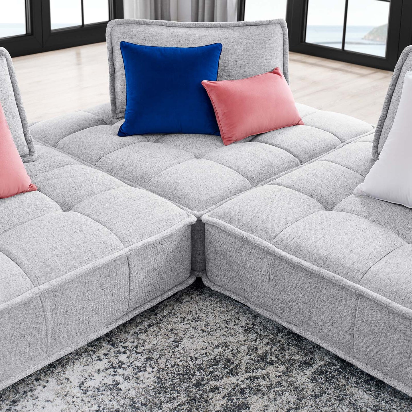 Modway Saunter Tufted Fabric Fabric 3-Piece Sofa | Sofas | Modishstore-32