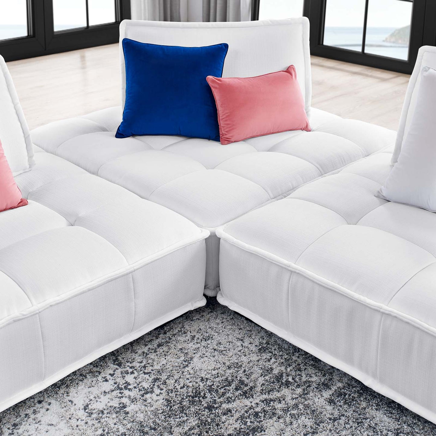 Modway Saunter Tufted Fabric Fabric 3-Piece Sofa | Sofas | Modishstore-39