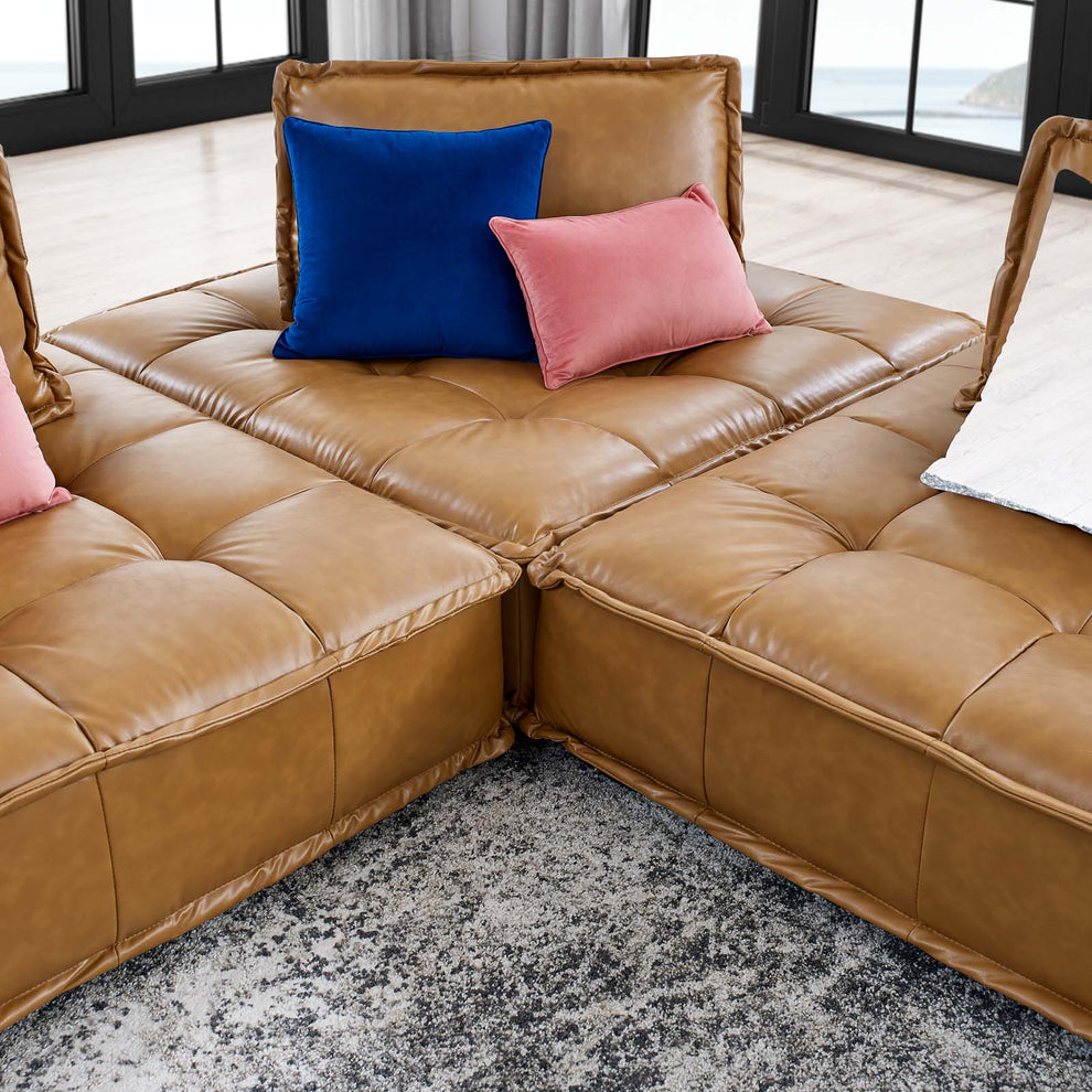 Modway Saunter Tufted Vegan Leather Vegan Leather 3-Piece Sofa - EEI-5207 | Sofas | Modishstore - 8