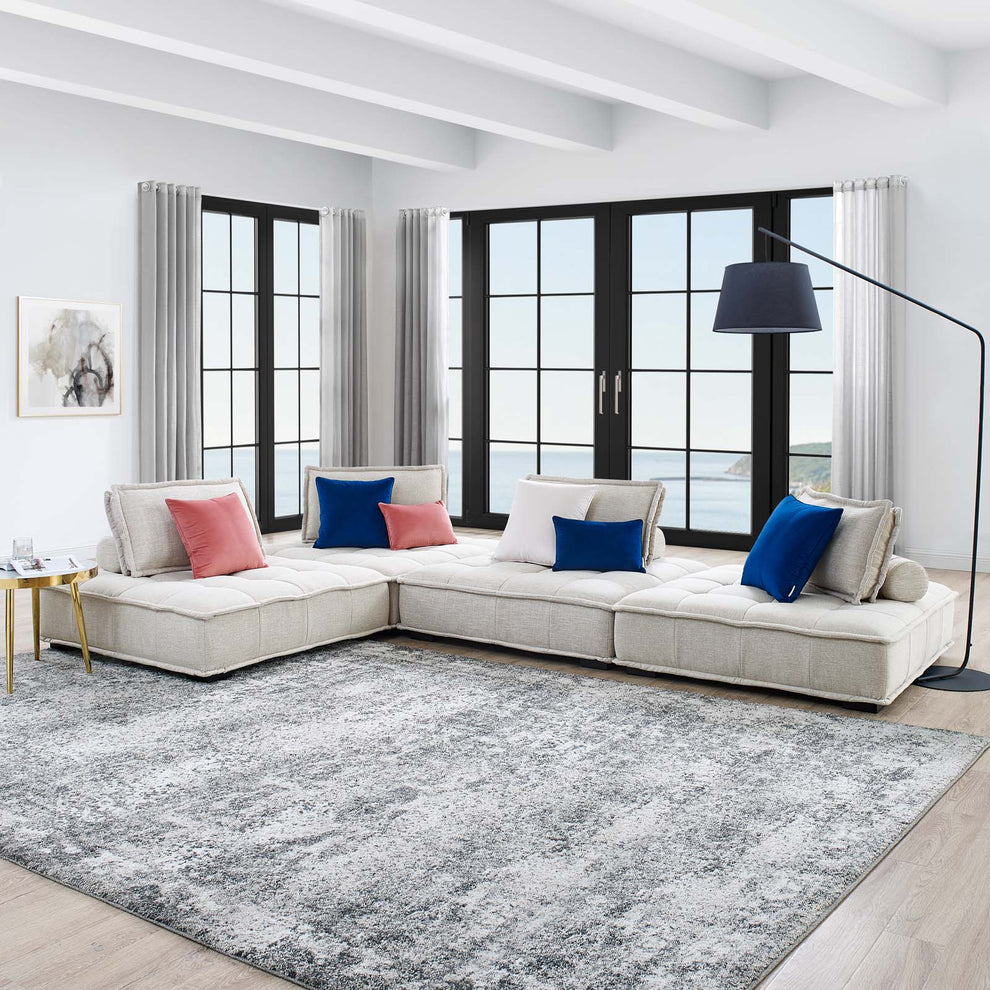 Modway Saunter Tufted Fabric Fabric 4-Piece Sectional Sofa - EEI-5208 | Sectional | Modishstore - 9