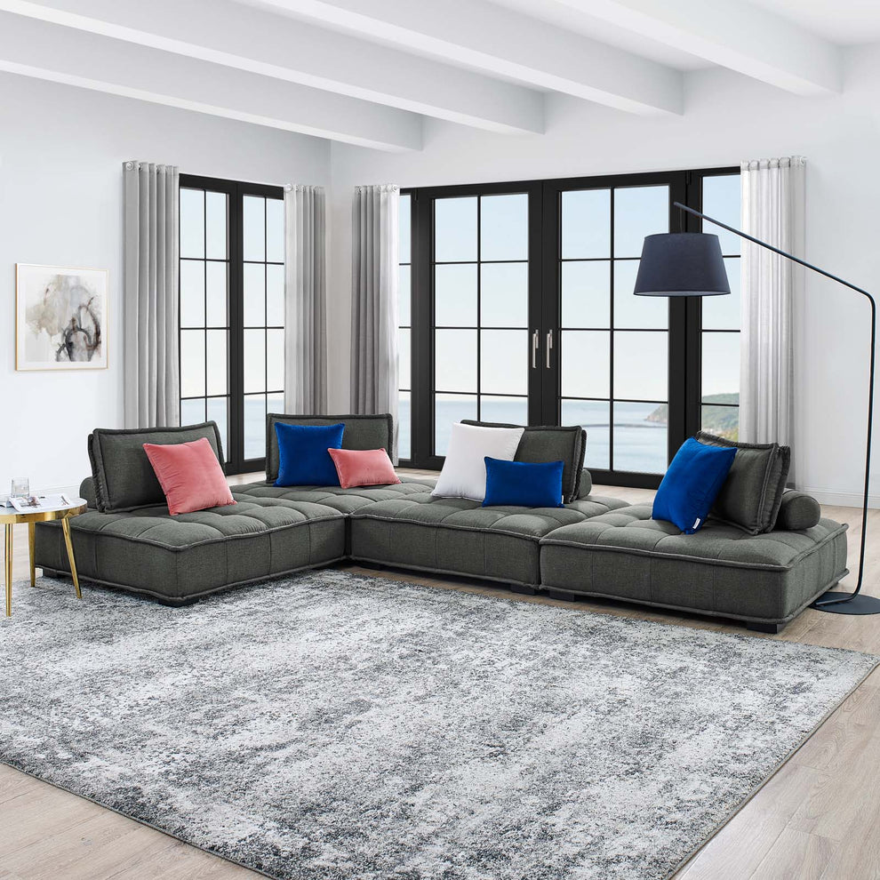 Modway Saunter Tufted Fabric Fabric 4-Piece Sectional Sofa - EEI-5208 | Sectional | Modishstore - 17