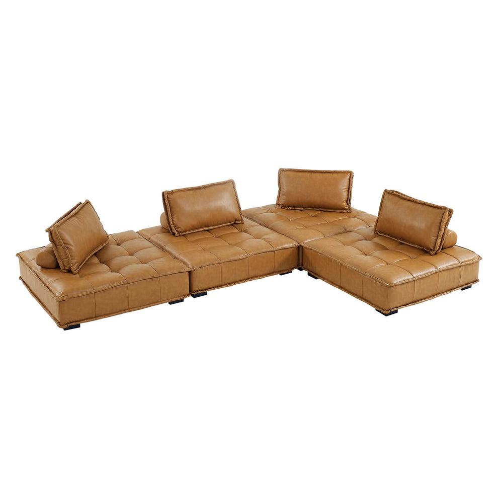 Modway Saunter Tufted Vegan Leather Vegan Leather 4-Piece Sectional Sofa - EEI-5209 | Sectional | Modishstore - 2