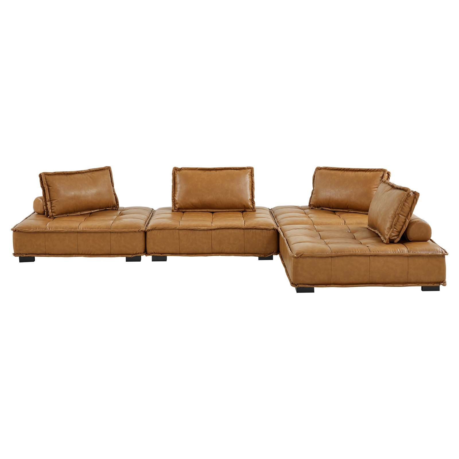 Modway Saunter Tufted Vegan Leather Vegan Leather 4-Piece Sectional Sofa | Sofas | Modishstore-3