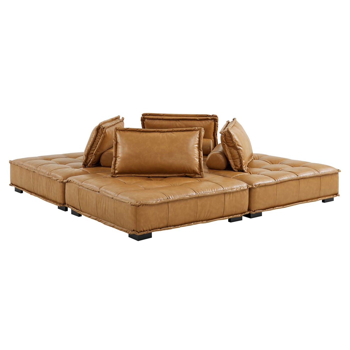 Modway Saunter Tufted Vegan Leather Vegan Leather 4-Piece Sectional Sofa | Sofas | Modishstore-5
