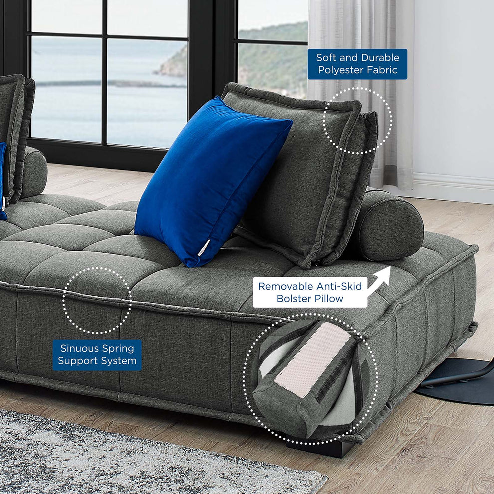 Modway Saunter Tufted Fabric Fabric 5-Piece Sectional Sofa - EEI-5210 | Sectional | Modishstore - 21