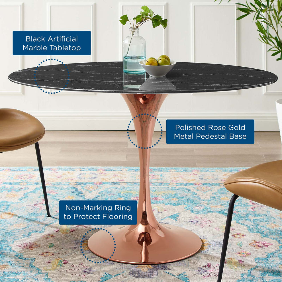 Lippa 48" Oval Artificial Marble Dining Table By Modway - EEI-5260 | Dining Tables | Modishstore - 5
