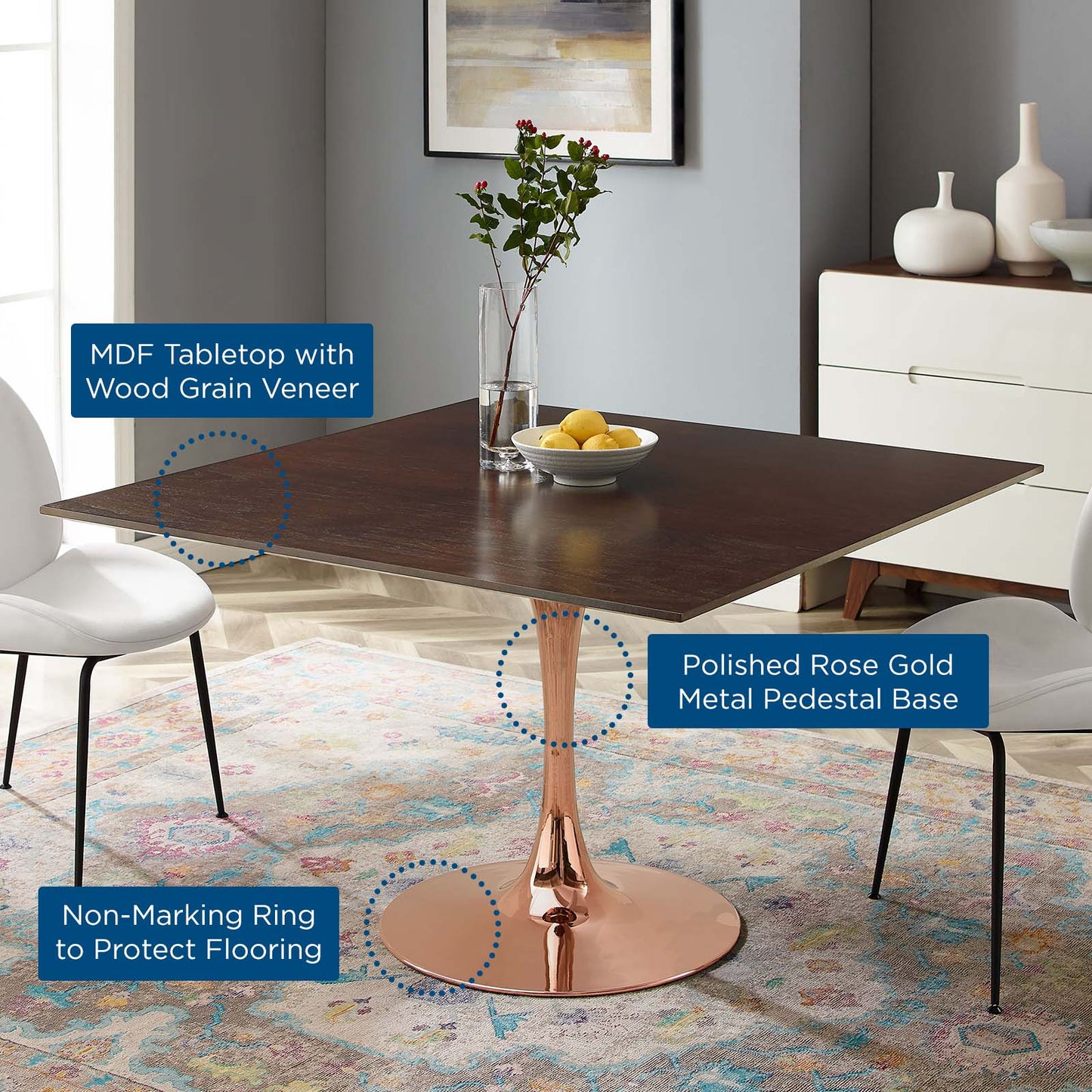 Lippa 47" Square Wood Dining Table By Modway - EEI-5269 | Dining Tables | Modishstore - 5