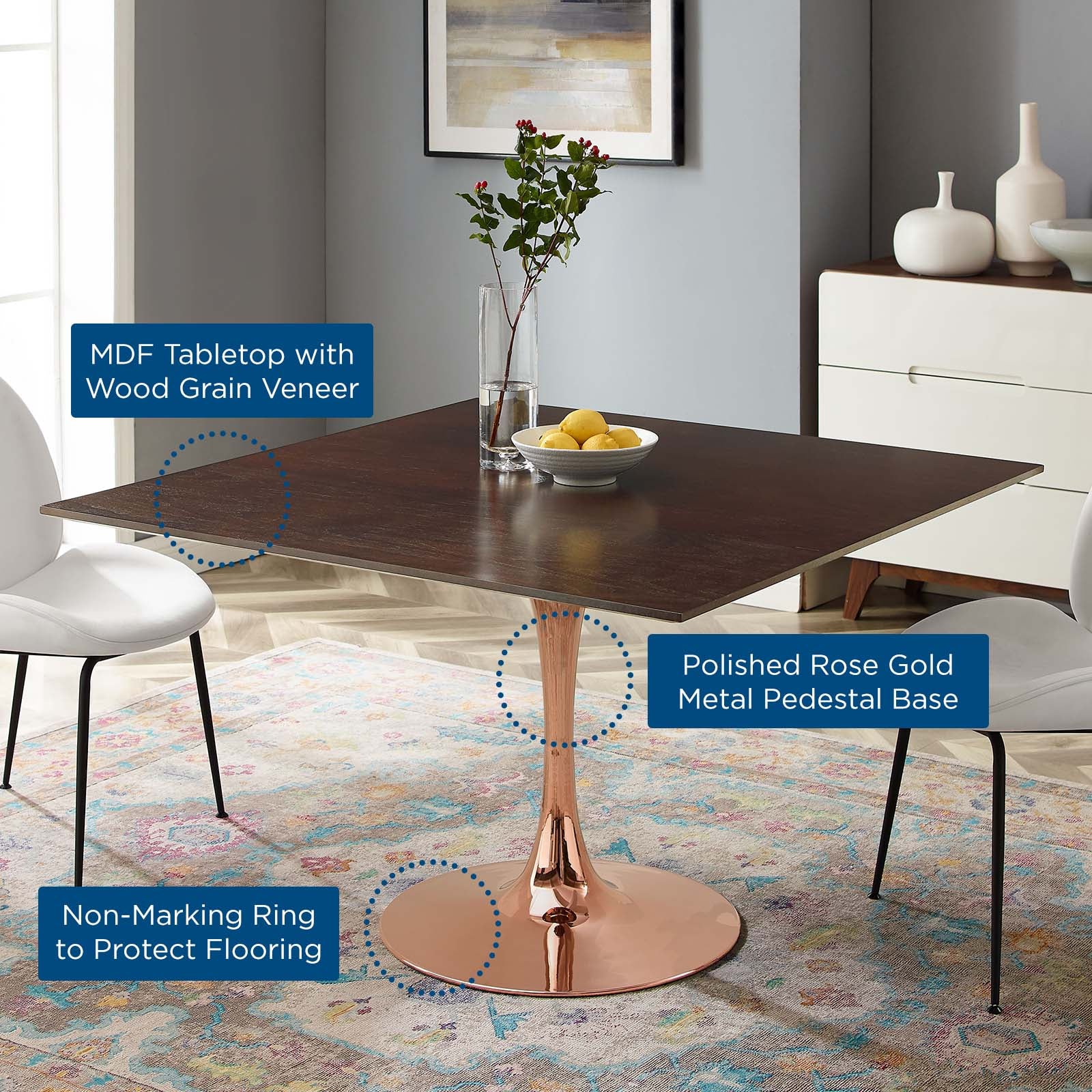 Lippa 47" Square Wood Dining Table By Modway - EEI-5269 | Dining Tables | Modishstore - 5