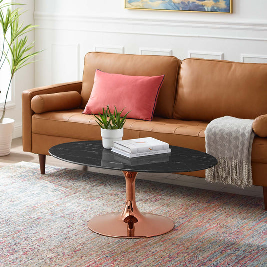 Lippa 42" Oval Artificial Marble Coffee Table By Modway - EEI-5282 | Coffee Tables | Modishstore - 1