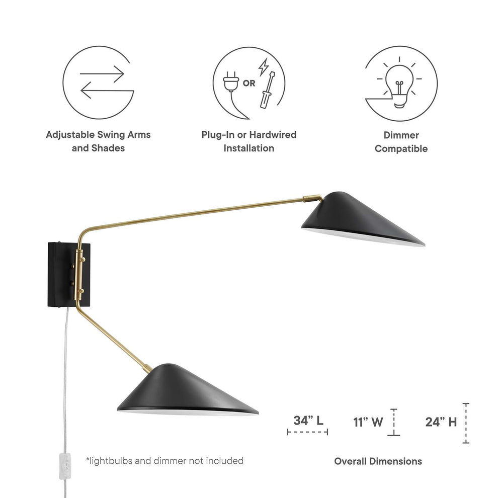 Modway Journey 2-Light Swing Arm Wall Sconce - EEI-5294 | Sconces | Modishstore - 7