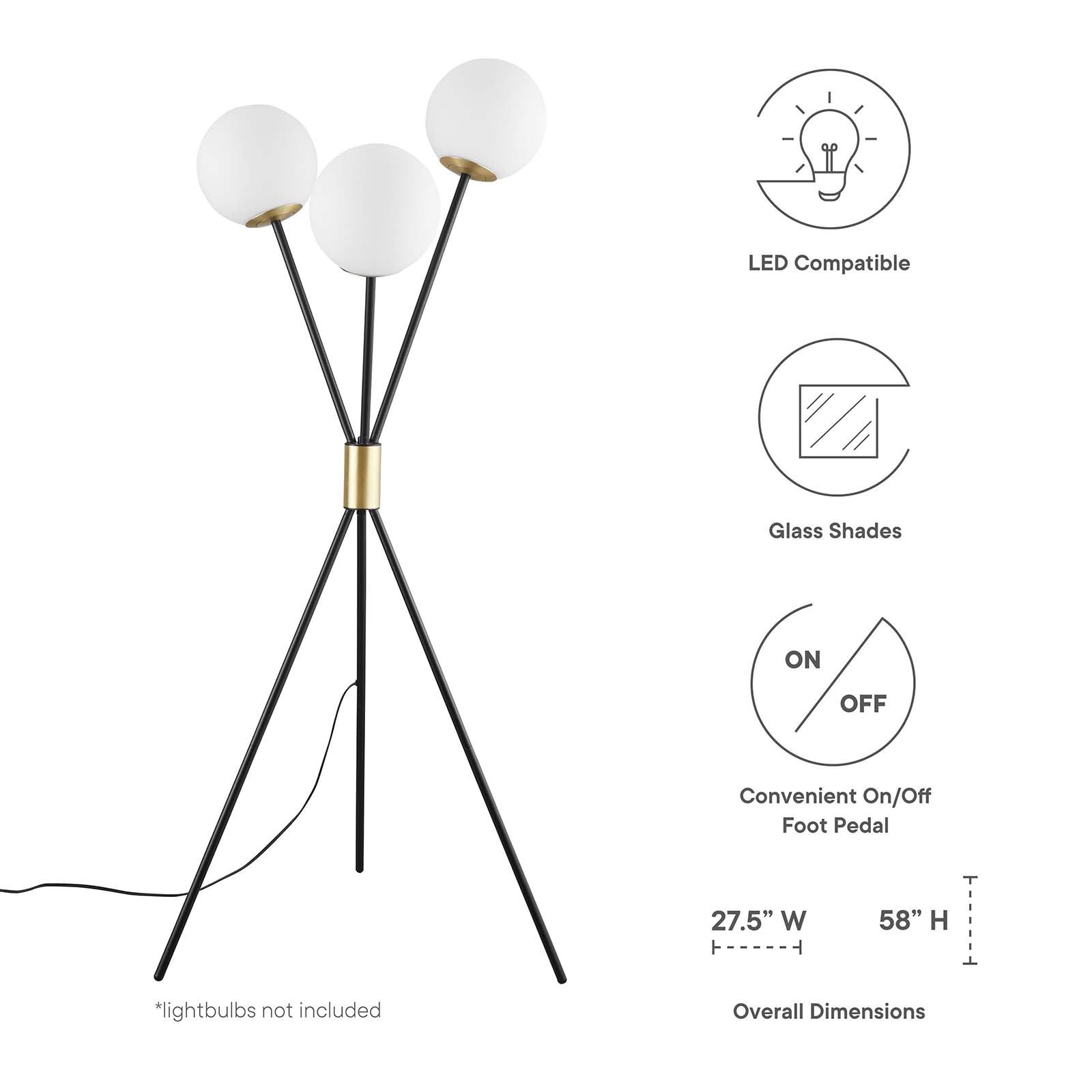 Modway Vera 3-Light Floor Lamp | Floor Lamps | Modishstore-7