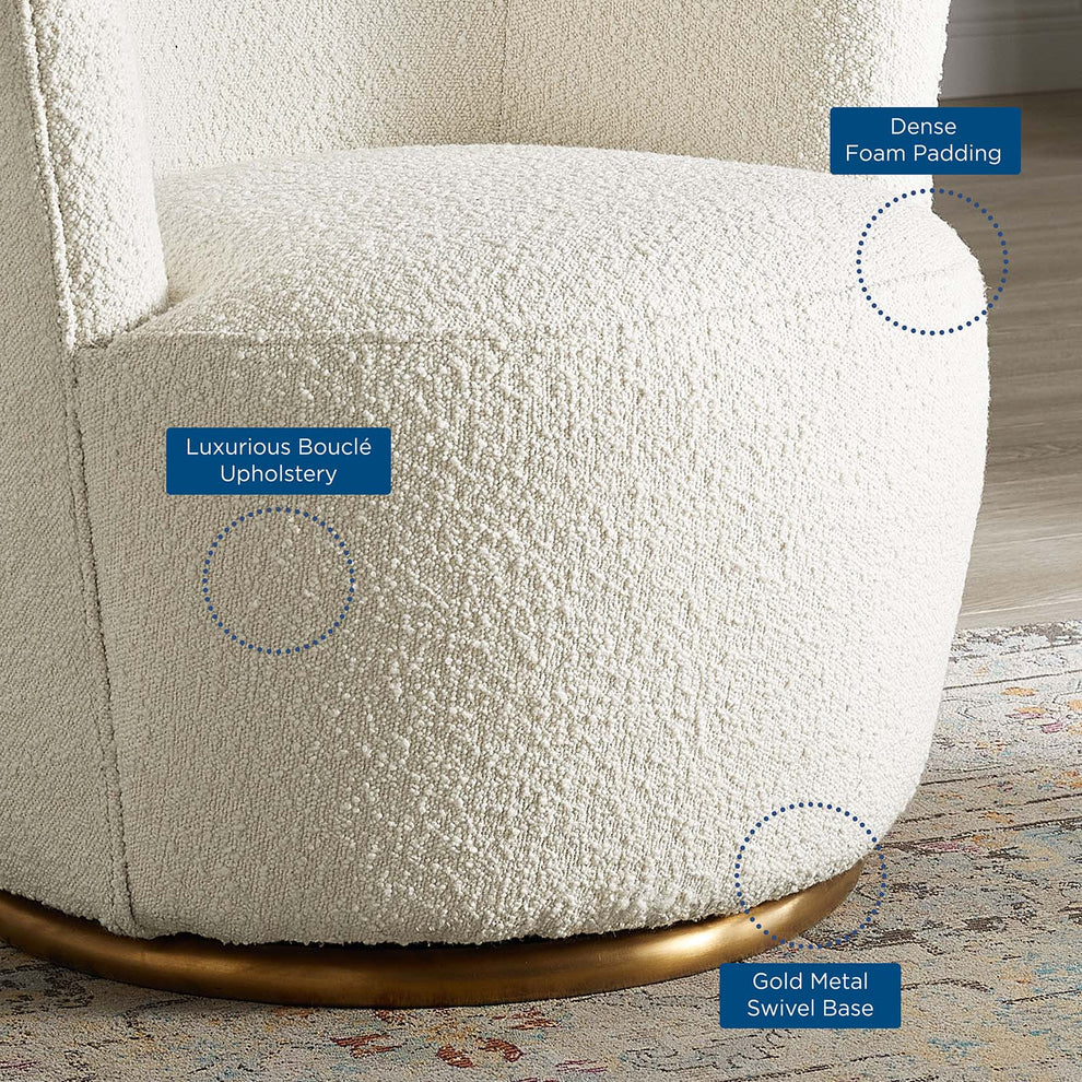 Nora Boucle Upholstered Swivel Chair By Modway - EEI-5311 | Armchairs | Modishstore - 7