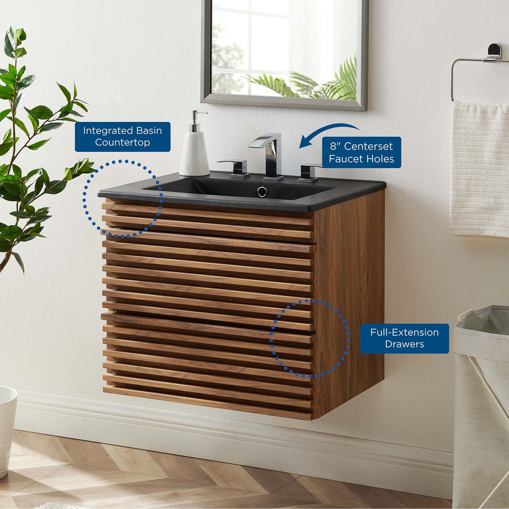 Modway Render 24" Wall-Mount Bathroom Vanity - EEI-5364 | Bathroom Accessories | Modishstore - 24