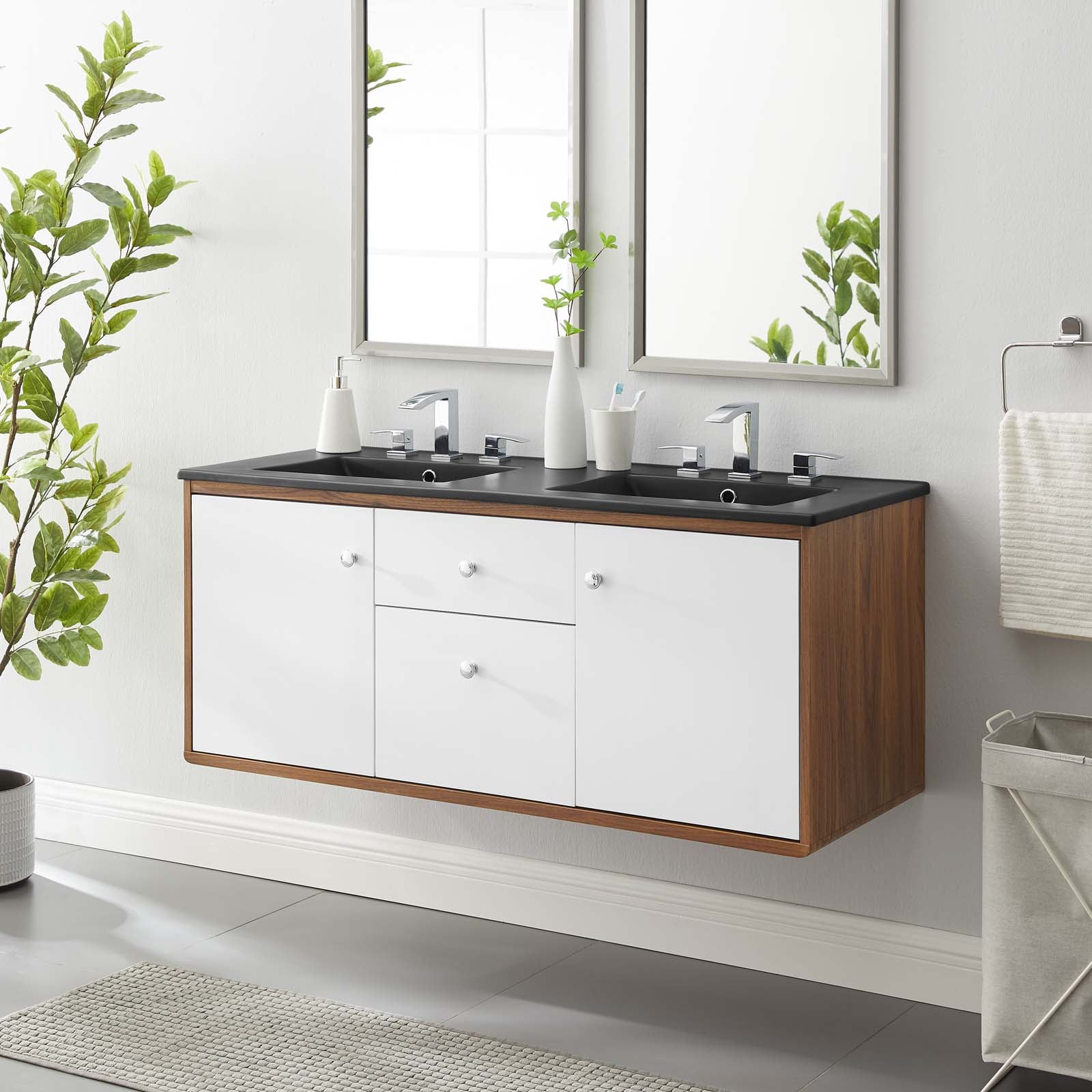 Modway Transmit 48" Wall-Mount Double Bathroom Vanity - EEI-5382 | Bathroom Accessories | Modishstore - 1