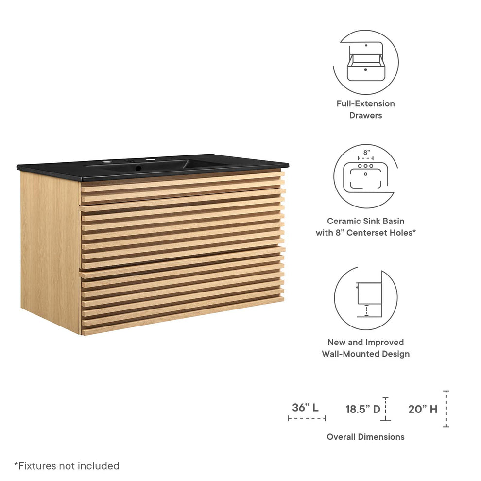 Modway Render 36" Wall-Mount Bathroom Vanity - EEI-5395 | Bathroom Accessories | Modishstore - 28