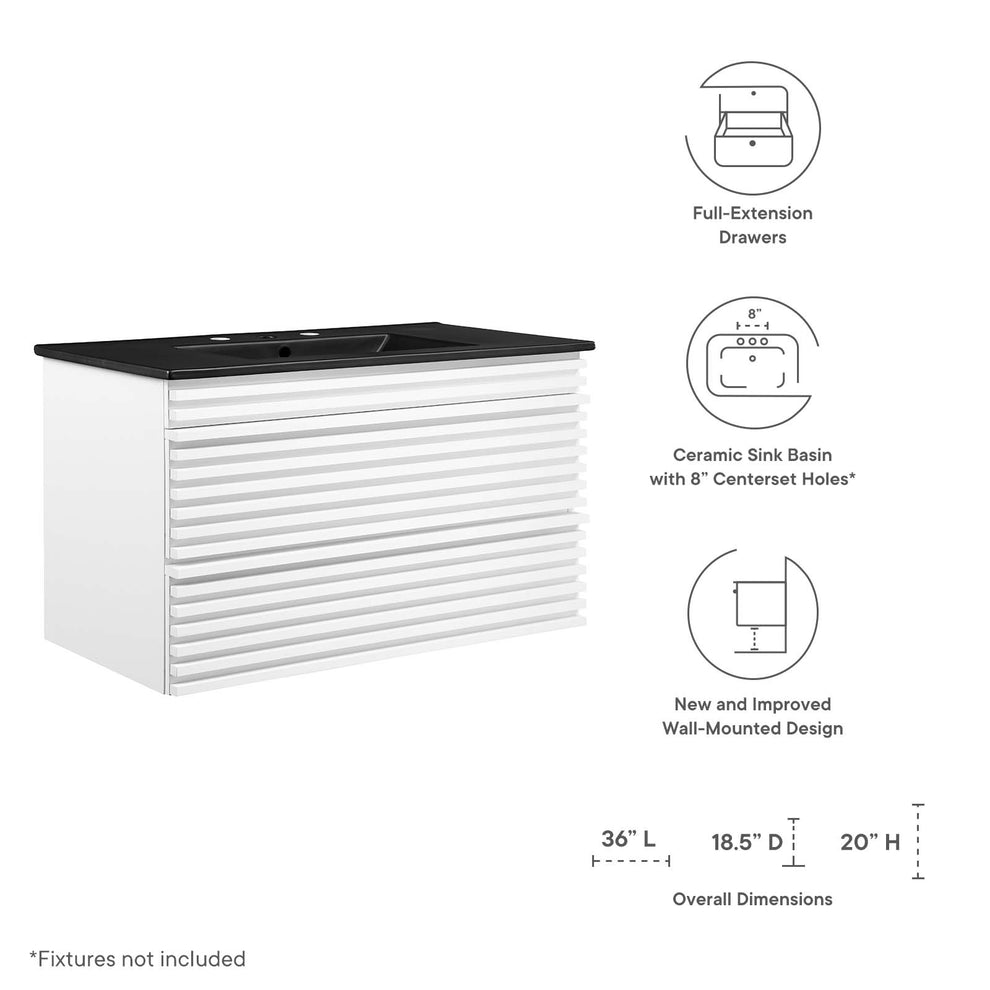 Modway Render 36" Wall-Mount Bathroom Vanity - EEI-5395 | Bathroom Accessories | Modishstore - 37