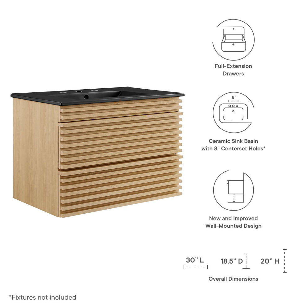 Modway Render 30" Wall-Mount Bathroom Vanity - EEI-5417 | Bathroom Accessories | Modishstore - 23
