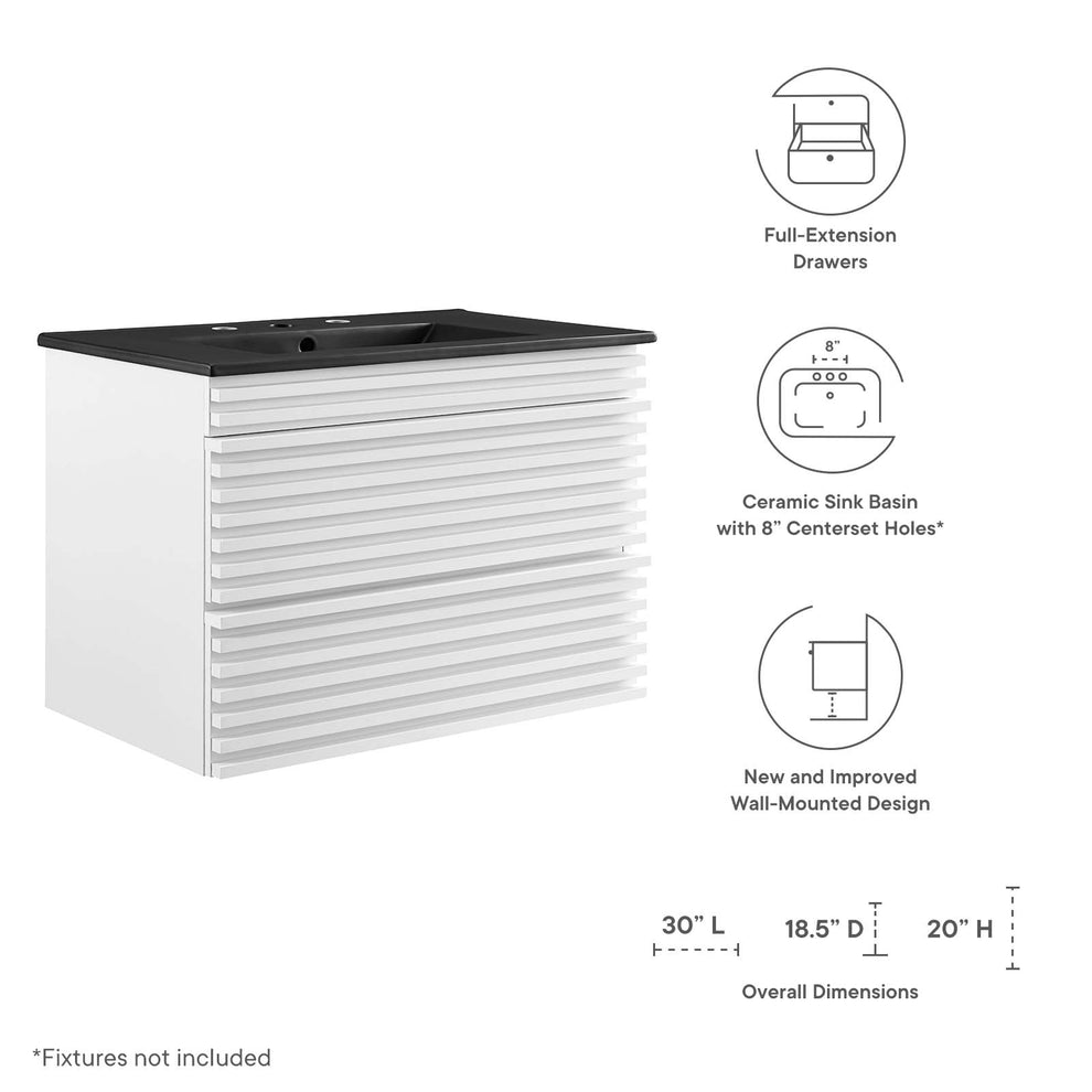 Modway Render 30" Wall-Mount Bathroom Vanity - EEI-5417 | Bathroom Accessories | Modishstore - 32