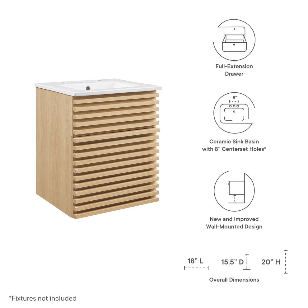 Modway Render 18" Wall-Mount Bathroom Vanity - EEI-5419 | Bathroom Accessories | Modishstore - 31
