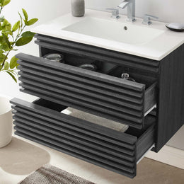 Modway Render 30" Wall-Mount Bathroom Vanity - EEI-5421 - Walnut White ...