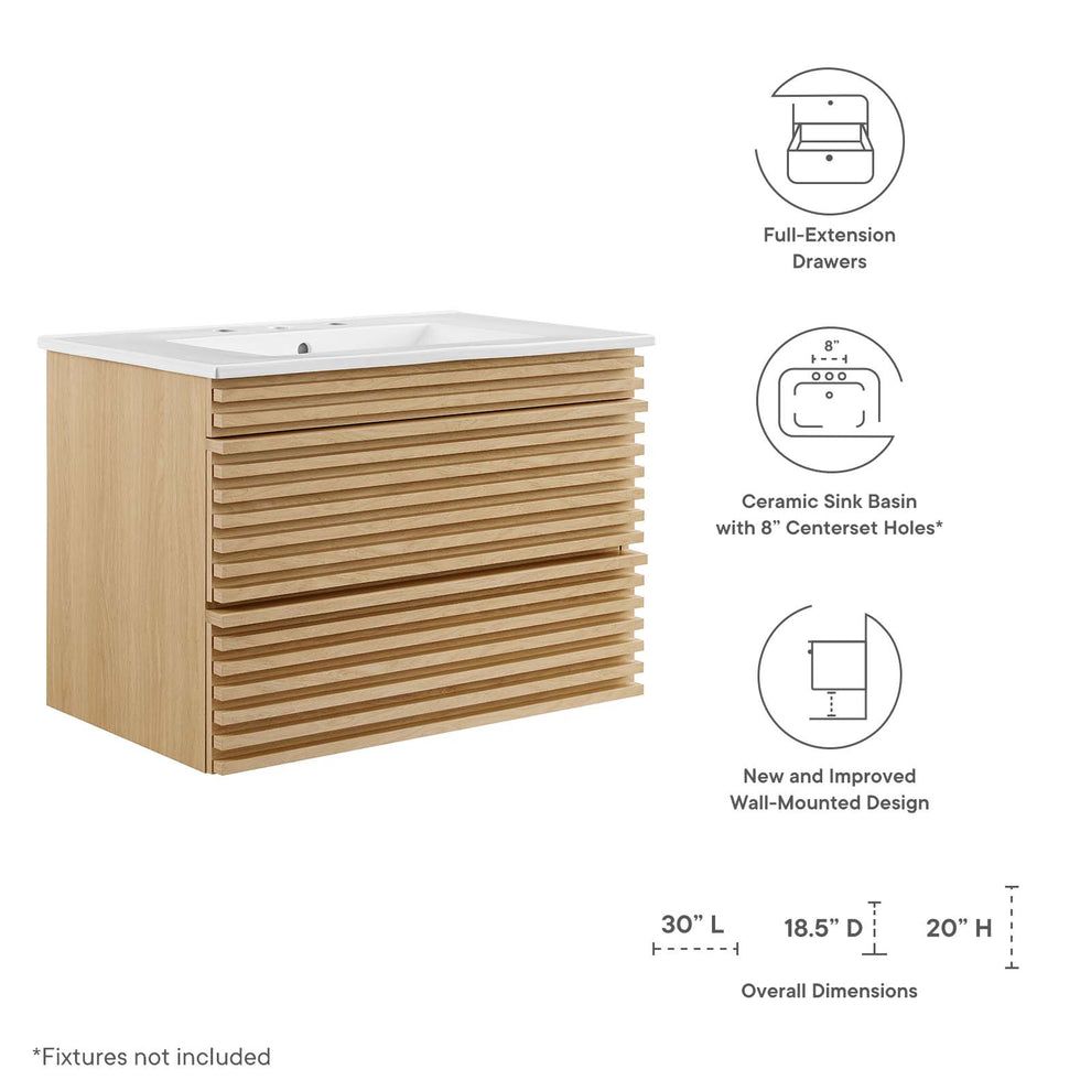 Modway Render 30" Wall-Mount Bathroom Vanity - EEI-5421 | Bathroom Accessories | Modishstore - 22