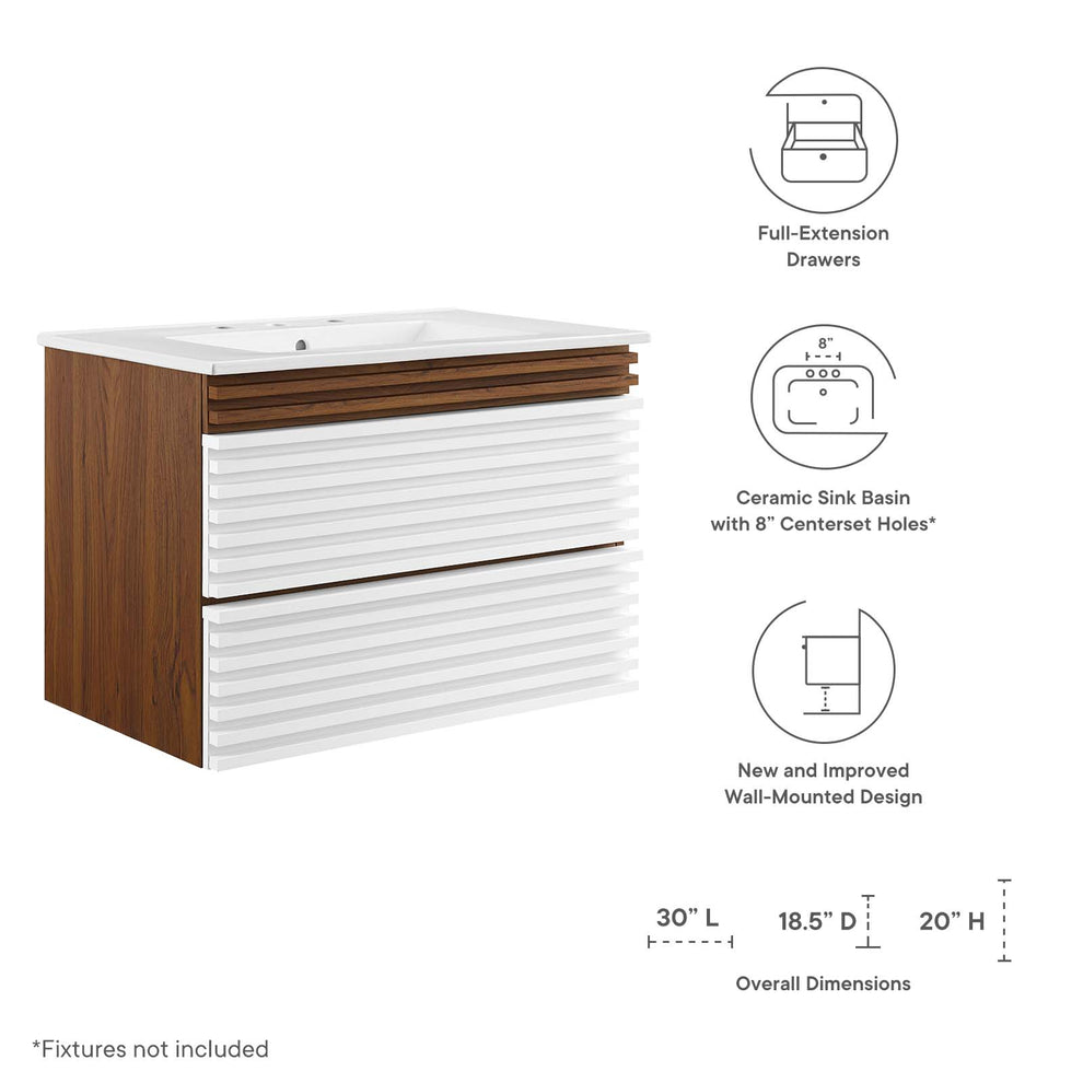 Modway Render 30" Wall-Mount Bathroom Vanity - EEI-5421 | Bathroom Accessories | Modishstore - 31