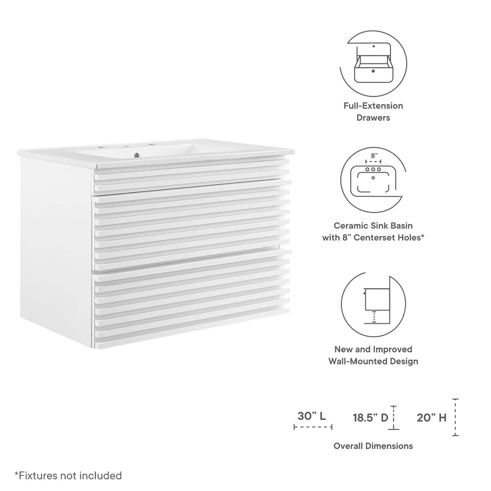 Modway Render 30" Wall-Mount Bathroom Vanity - EEI-5421 | Bathroom Accessories | Modishstore - 40