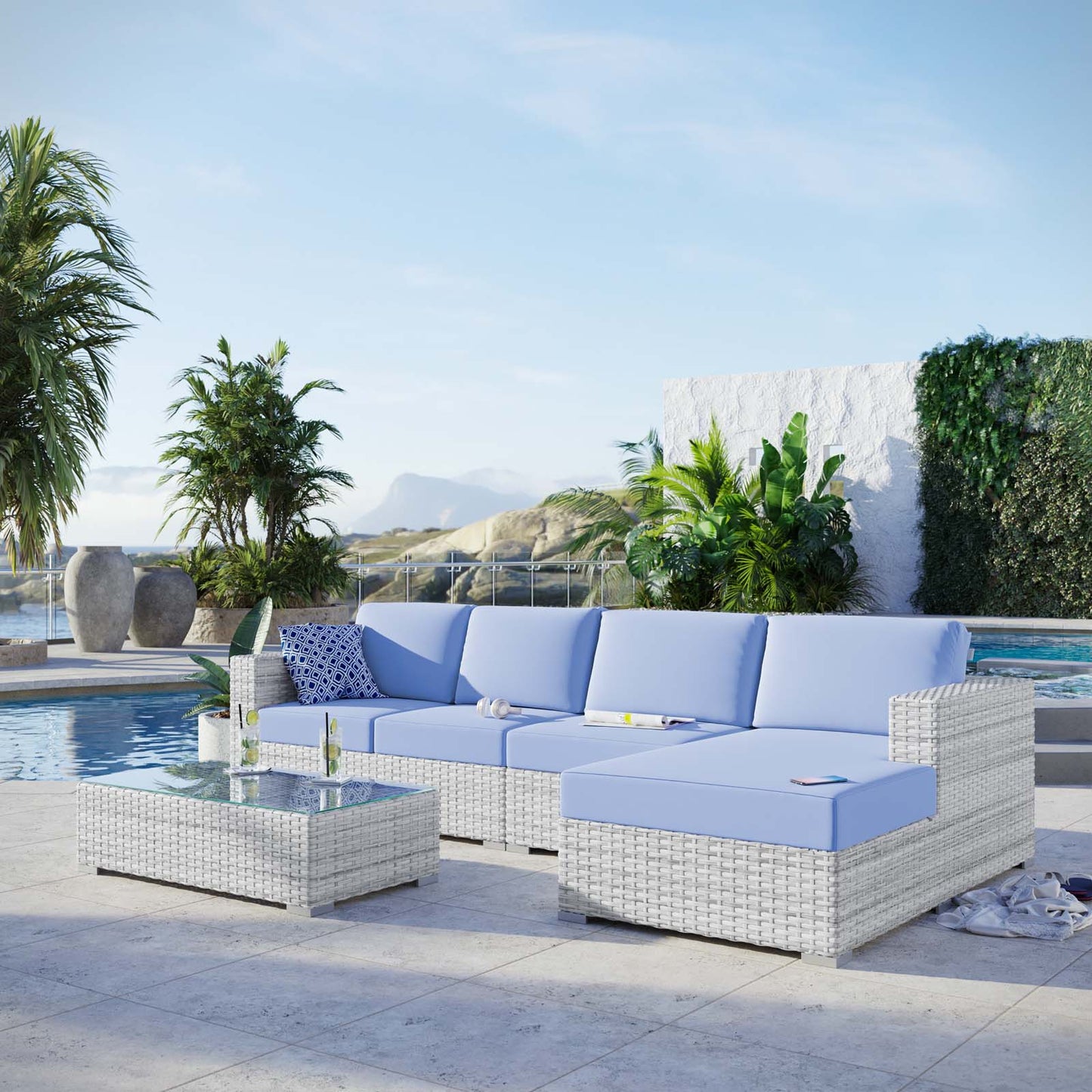 Convene 4-Piece Outdoor Patio Sectional Set By Modway - EEI-5445 | Outdoor Sofas, Loveseats & Sectionals | Modishstore - 1