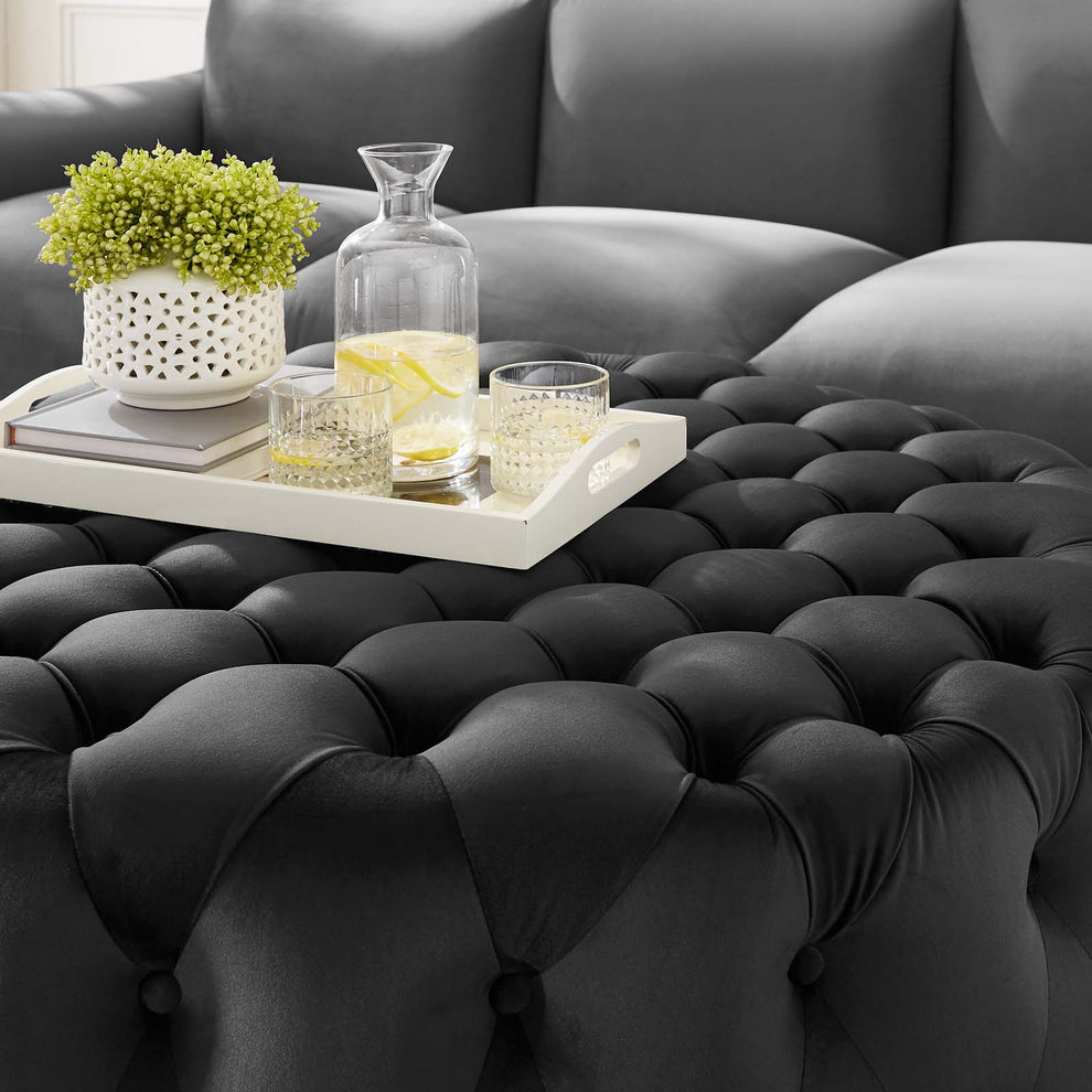 Amour Tufted Button Large Round Performance Velvet Ottoman By Modway - EEI-5469 | Ottomans | Modishstore - 5