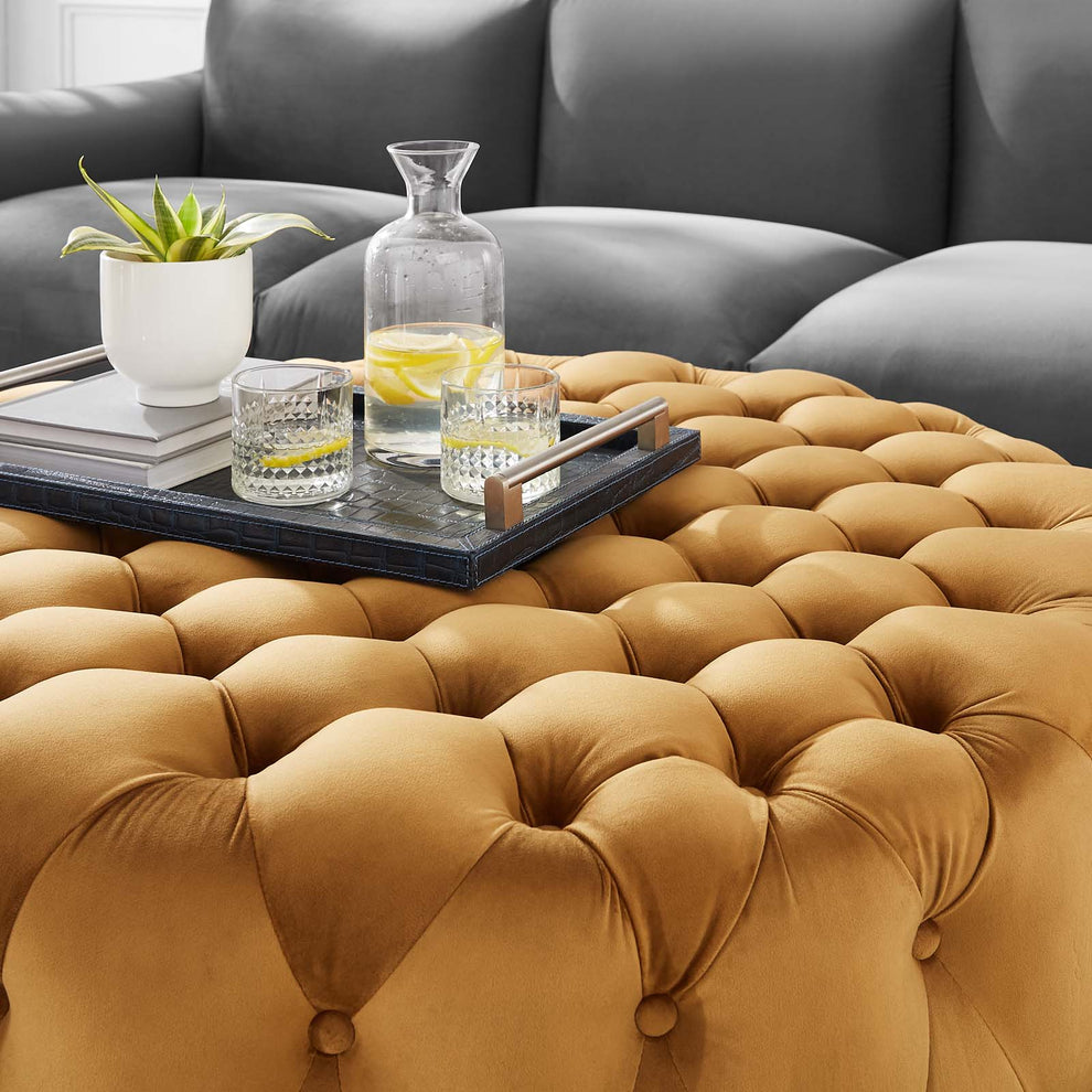 Amour Tufted Button Large Round Performance Velvet Ottoman By Modway - EEI-5469 | Ottomans | Modishstore - 10