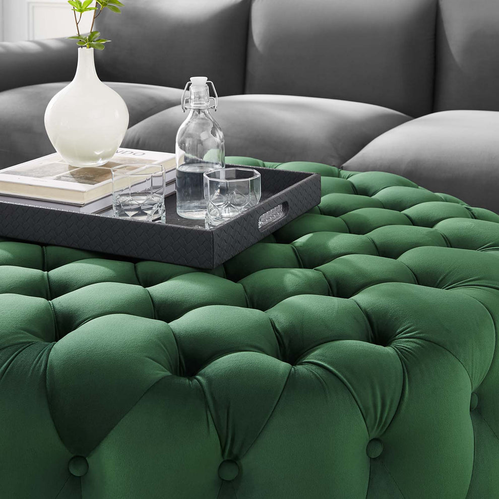 Amour Tufted Button Large Round Performance Velvet Ottoman By Modway - EEI-5469 | Ottomans | Modishstore - 22