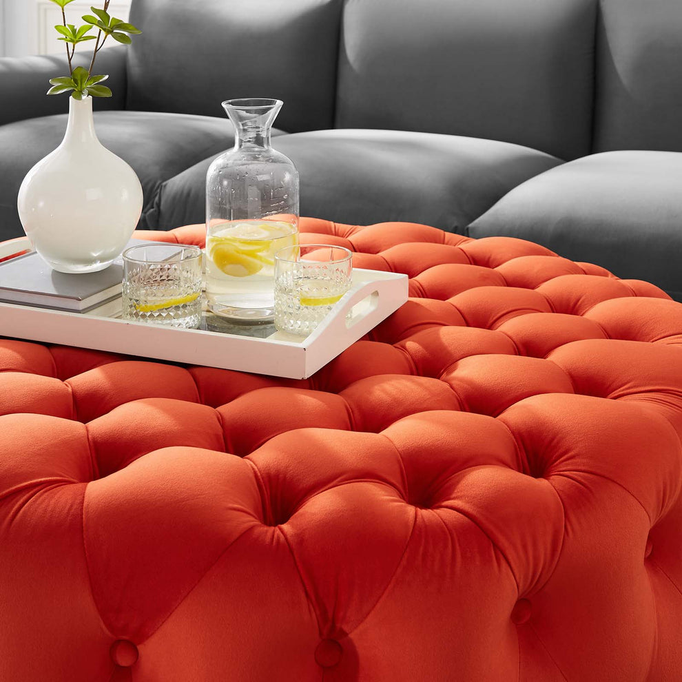 Amour Tufted Button Large Round Performance Velvet Ottoman By Modway - EEI-5469 | Ottomans | Modishstore - 52