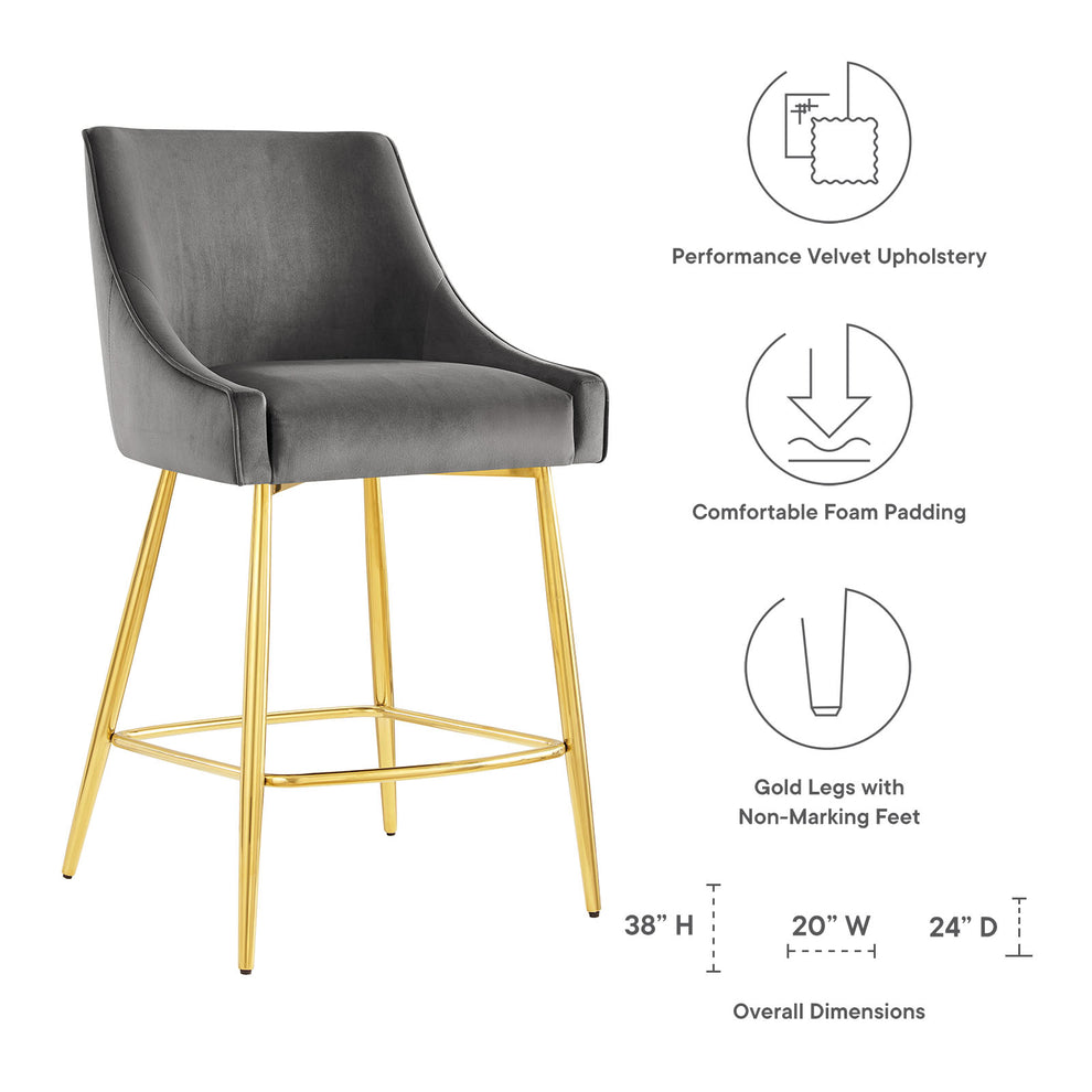 Discern Performance Velvet Counter Stool By Modway - EEI-5474 | Bar Stools | Modishstore - 13
