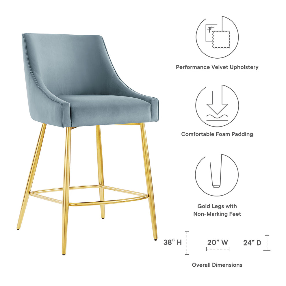 Discern Performance Velvet Counter Stool By Modway - EEI-5474 | Bar Stools | Modishstore - 21