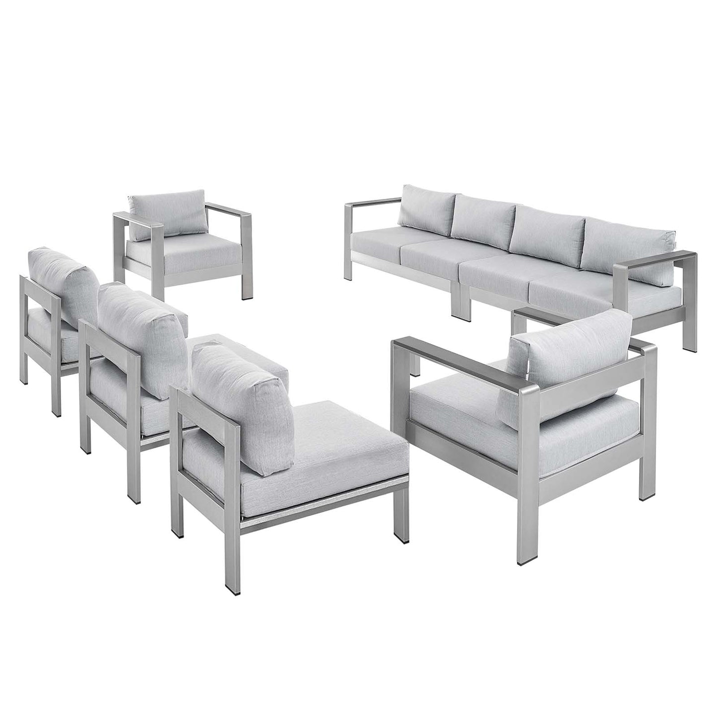 Shore Sunbrella® Fabric Outdoor Patio Aluminum 7 Piece Sectional Sofa Set By Modway - EEI-5481 | Outdoor Sofas, Loveseats & Sectionals | Modishstore - 2