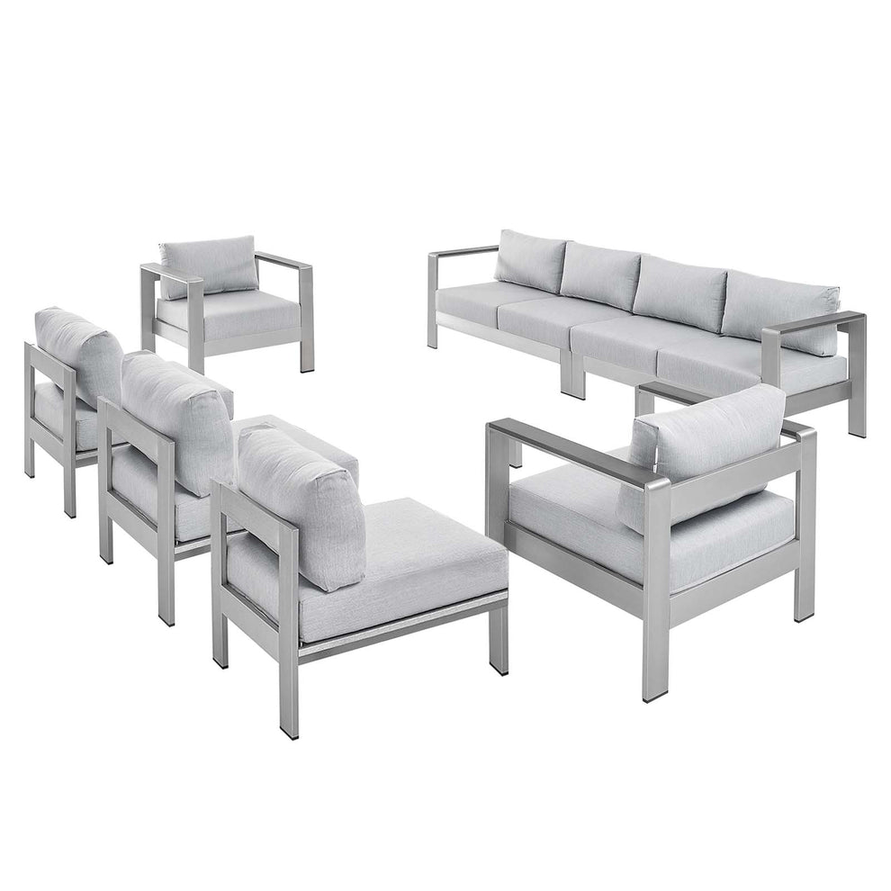 Shore Sunbrella® Fabric Outdoor Patio Aluminum 7 Piece Sectional Sofa Set By Modway - EEI-5481 | Outdoor Sofas, Loveseats & Sectionals | Modishstore - 2