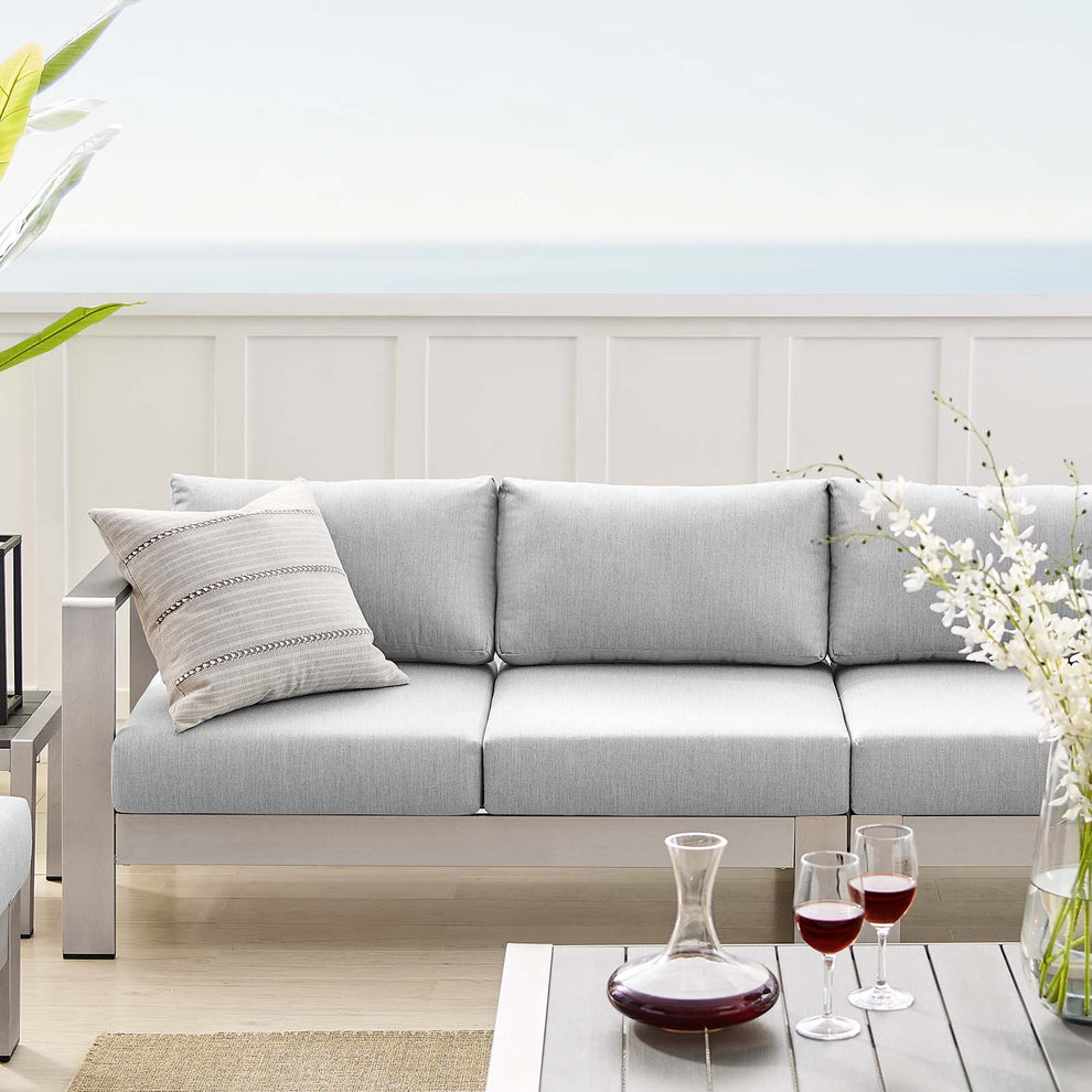 Shore Sunbrella® Fabric Outdoor Patio Aluminum 7 Piece Sectional Sofa Set By Modway - EEI-5481 | Outdoor Sofas, Loveseats & Sectionals | Modishstore - 1
