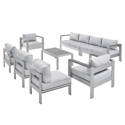 Shore Sunbrella® Fabric Outdoor Patio Aluminum 8 Piece Sectional Sofa Set By Modway - EEI-5482 | Outdoor Sofas, Loveseats & Sectionals | Modishstore - 2