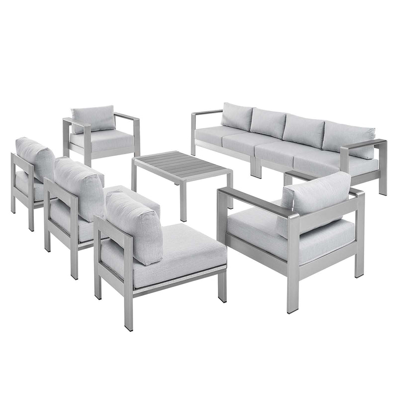 Shore Sunbrella® Fabric Outdoor Patio Aluminum 8 Piece Sectional Sofa Set By Modway - EEI-5482 | Outdoor Sofas, Loveseats & Sectionals | Modishstore - 2