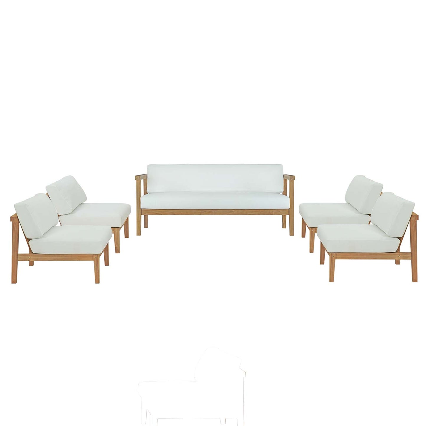 Bayport 5 Piece Outdoor Patio Teak Set By Modway - EEI-5484 | Outdoor Sofas, Loveseats & Sectionals | Modishstore - 1