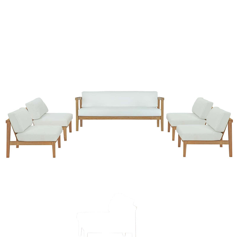 Bayport 5 Piece Outdoor Patio Teak Set By Modway - EEI-5484 | Outdoor Sofas, Loveseats & Sectionals | Modishstore - 1
