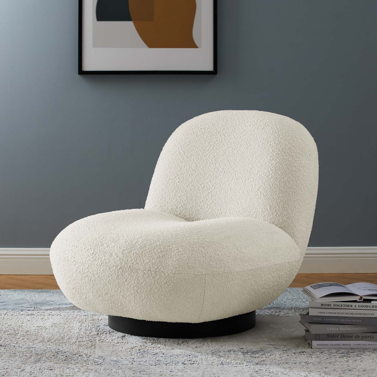 Kindred Boucle Upholstered Upholstered Fabric Swivel Chair By Modway - EEI-5486 | Lounge Chairs | Modishstore - 1
