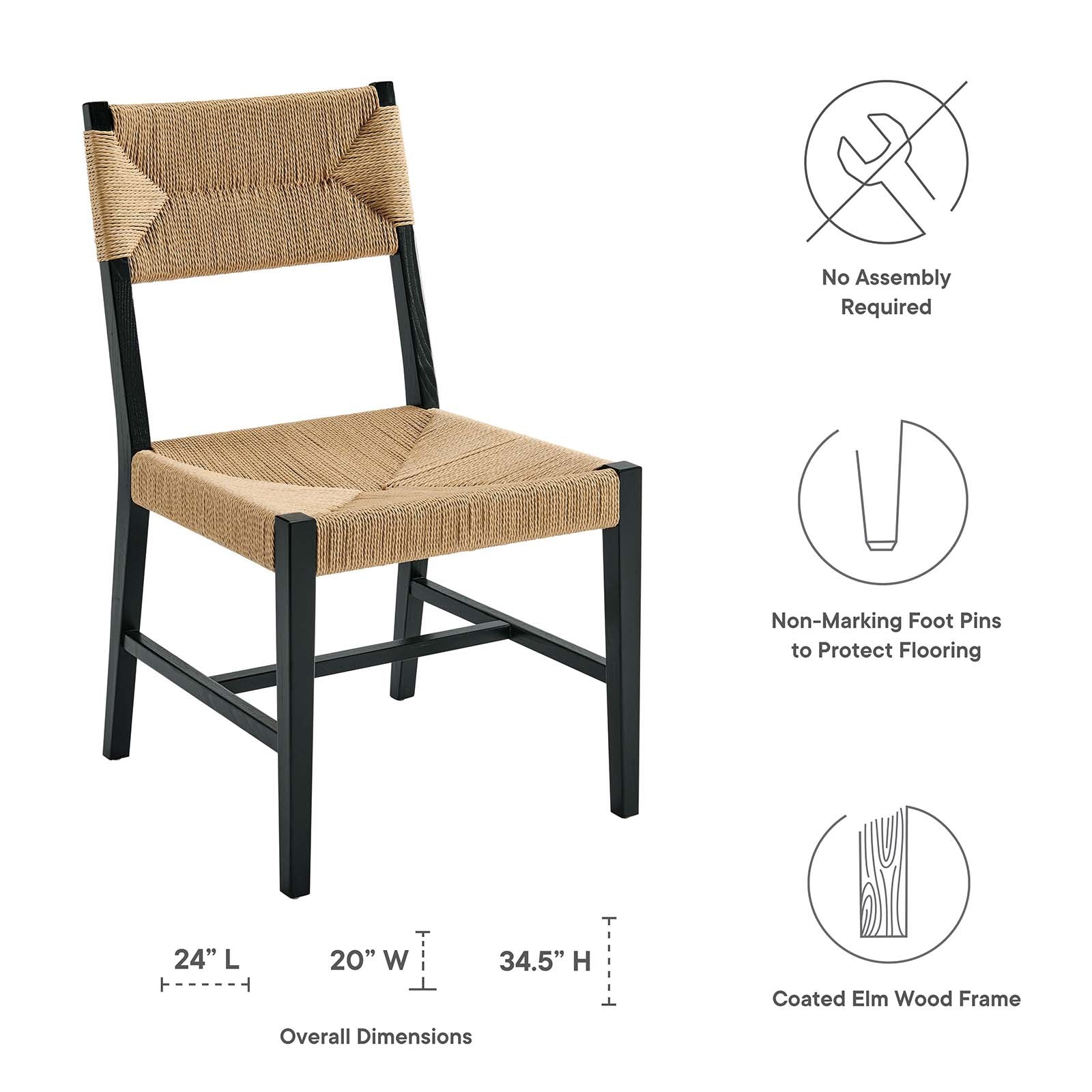 Bodie Wood Dining Chair By Modway - EEI-5489-BLK-NAT | Dining Chairs |  Modishstore - 7