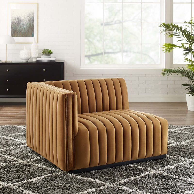 Conjure Channel Tufted Performance Velvet Left-Arm Chair By Modway - EEI-5490 | Armchairs | Modishstore - 1